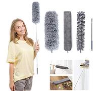 3 Pcs Télescopique Plumeau Poussière,Plumeau Microfibre Très Long 100 inch Poignée en Acier Inoxydable,Plumeau Toile D'araignée Poussière,Plumeau Lavable pour Éliminer la Poussière Toile d'Araignées