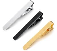 3 Pcs Tie Bar Clips, Black Gold Sliver Necktie Bar Pinch Clip Set For Regular Ties Necktie Wedding Business Fashion Style Convenient and clever