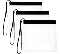 3 Pcs Trousse de Toilette Transparente Femme,20x20cm Kit Voyage Avion Cabine Sac à Liquide,Sacoche Anti-Fuite homologuée par la sécurité aéroportuaire, Sacoche de Voyage imperméable