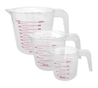 3 PCS Verre Doseur, Mesurer en Plastique (1000ml,500ml,250ml) Tasse à Mesurer Graduée avec Poignée,Mesurer de Cuisine et de
