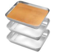 3 PcsBac de Cuisson en Inox, Bac de Plat Four Inox, Plaques à Paner, Plat Rectangulaire en Acier Inoxydable, Plateau de Cuisson Four pour Paner Tranches de Viande Poisson (25,5 x 20 x 5,5 cm)