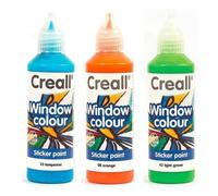 3 Peintures Repositionnables Pour Vitres 80 Ml - Bleu Turquoise-Orange-Vert Clair