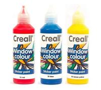 3 Peintures Repositionnables Pour Vitres 80 Ml - Jaune Citron-Rouge-Bleu Foncé