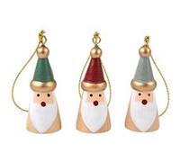 3 Pères Noël en bois à suspendre rouge, gris, vert - 2 x 3,5 cm Multicolore