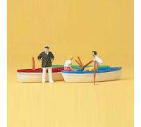 3 personnages avec leur barque-HO 1/87-PREISER 10072