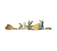 3 personnages chargeant du bois-HO 1/87-PREISER 10707