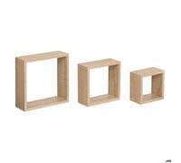 3 petites étagères murales ""Fixy"" cube effet chêne