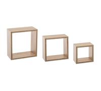 3 petites étagères murales ""Fixy"" cube effet chêne - 5 five simply smart