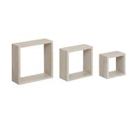 Atmosphera Lot de 3 étagères murales Fixy Cube effet chêne gris
