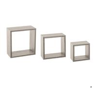 3 petites étagères murales ""Fixy"" cube effet chêne gris - 5 five simply smart