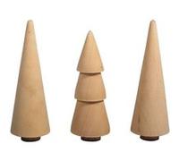 3 petits arbres en bois décoratifs Ø 2,9 x 8 cm Beige G