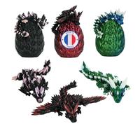 3 Petits Dragons Cristaux Articulés Mignons avec Leur Oeuf Imprimés en 3D Pack Décoration Univers Fantastique Fidget Toy Jouet Idée Cadeau Unique Décoration d'Intérieur Chambre Salon Enfant Kawaii