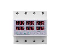 3 Phase 3P+N Din rail Voltmeter Ammeter adjustable Over and Under Voltage current limit protection Monitor Relays Protector AUOQKQUT(63A With N 3X120V)