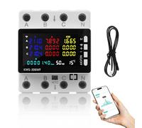 3-Phase 80A WiFi Compteur Electrique avec Télécommande APP, 9 en 1 Compteur D'énergie Triphasé 220 V Rail DIN 35 mm, Mètre Watt KWh Voltmètre Ampèremètre Avec Écran LCD avec Protection Multiple