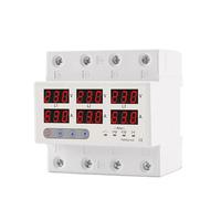 3 Phase Din rail Voltmeter Ammeter adjustable Over and Under Voltage current limit protection Monitor Relays Protector EKFBQBGW(63A without N 380V)