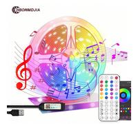 3 pi à 50 pi Bandes lumineuses LED RVB avec télécommande 44 touches, bandes lumineuses LED avec fonction de synchronisation musicale et de changement de couleur, gradables, découpables, installation f