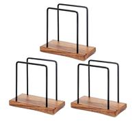 3-Piece Acacia Wood Iron Napkin Holder Set - Vertical Tabletop Napkin Stand Rustic Walnut Finish with Metal Wire Design Boîte de mouchoirs