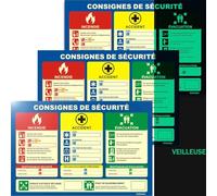3 Piece affichage obligatoire entreprise 2025 A4 - Panneau code du travail - 30 x 20 Cm PVC autolumineux - Support adhésif - Conforme droit du travail (Consignes de Sécurité en Entreprise)