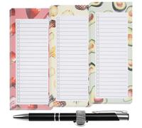 3 Pièce Bloc Note Frigo Magnetique avec 1 Porte-Stylo Magnétique et 1 Stylo, Motif Fruits, 50 Feuilles Par Bloc-Notes, Blocs-Notes MagnéTiques pour RéfrigéRateur pour le Bureau, la Maison, la école