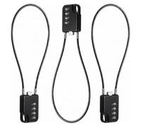3 Pièce Cadenas Code 4 Chiffres avec Câble en Acier 30 cm, Ø 3 mm | Petit Cadenas à Combinaison Noir, Imperméable Antirouille, Corps du Cadenas 3×4.5×1 cm, pour Valises Casier Coffres à Outils