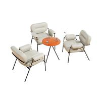 3-Piece Conversation Set with Round Table - Mid-Century Accent Chair, Leatherette Upholstered Chairs with Iron Frame Modern Seating for Café(3)