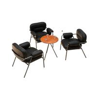 3-Piece Conversation Set with Round Table - Mid-Century Accent Chair, Leatherette Upholstered Chairs with Iron Frame Modern Seating for Café(1)