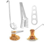 3 Pièce Cuillères à Spaghetti, Cuillère à Nouilles de Cuisine Acier Inoxydable, Outil de Mesure des Pâtes, Pince à Aliments pour la Pastis, Nouilles, Argent