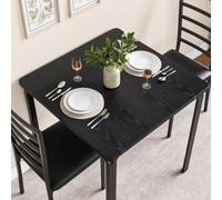 3-Piece Dining Table Set with Upholstered Chairs, Square Table,Black