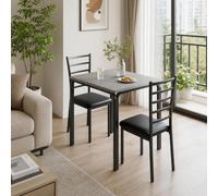 3-Piece Dining Table Set with Upholstered Chairs, Square Table,Gray
