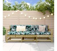 3-Piece Garden Furniture Set in Pressure-Treated Pine Wood, Outdoor Patio Corner Sofa with Slatted Design, Rustic Wooden Lounge Set for Terrace, Balcony or Backyard, Max Load 110kg per Seat