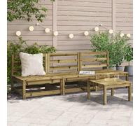 3-Piece Garden Sofa Set Without Armrests, Pressure-Treated Pine Wood Outdoor Furniture for Patio, Terrace, Backyard, Weather-Resistant & Modular Design, Comfortable Slatted Seating, Max Load 110kg