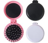 3 Piece Hair Brush with Mirror,Portable Mini Massage Comb,Pocket Hair Massage Comb Compact Hair Massage Comb for Men,Women and Girls