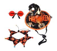 3 Piece Halloween Pet Costume Set Collar Hat Glasses for Cats Dogs