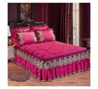 3 Pièce Jupe De Lit 180x200/200x200 Ultra-Doux Couvre-lit Princesse 2 Personnes Plissé Poussière Dentelle Chute De Volant Drap Plat Couvre Dessus de-lit Décoration (Color : #19, Size : 150x200CM/59x