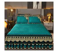 3 Pièce Jupe De Lit 180x200/200x200 Ultra-Doux Couvre-lit Princesse 2 Personnes Plissé Poussière Dentelle Chute De Volant Drap Plat Couvre Dessus de-lit Décoration (Color : #35, Size : 150x200CM/59x