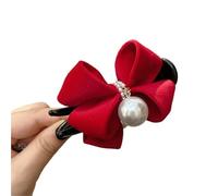 3 Piece Of Bow, Pearl Clip, Temperament, Shark, Korean Gentle Style Fabric Hair Accessory Accessoires(Red)