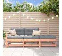 3-Piece Outdoor Garden Furniture Set in Solid Douglas Wood with Slatted Design - Durable Patio Lounge Set for Terrace, Backyard Comfortable Modular Seating with Footrest - Max Load 110kg per Seat