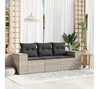 3-Piece Outdoor Patio Furniture Set with Cushions, Light Gray Woven Resin Garden Sofa Set for Backyard, Terrace, Modular Design, Weather-Resistant, Easy to Clean, Includes 1 Loveseat & 2 Armchairs