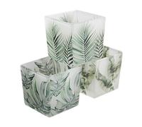 3 Piece Set Candle Holder Green Leaf Romantic Candlelight Dinner Scented Candle Cup Votive Glass Candlestick (Color : D) (C)
