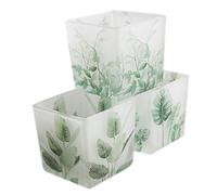 3 Piece Set Candle Holder Green Leaf Romantic Candlelight Dinner Scented Candle Cup Votive Glass Candlestick (Color : D) (A)