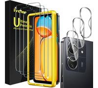 3-Piece Tempered Glass Screen Protector For Xiaomi 13c/Poco C65 With 3 Pieces Rear Camera Protector, Easy Installation Tool, 9h Hardness, Anti-Scratch, Bubble-Free