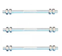 3 pièce tige filetée M8 droite - filet à gauche 160 mm + 12 écrous
