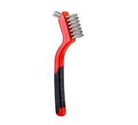 3-Piece Wire Brush Set with Nylon, Brass, and Stainless Steel Bristles for Rust, Dirt, and Paint Removal - 7-Inch Red Handle
