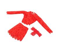 AWHAO 3 pièces 1/6 Top à l'échelle et Jupe étreinte à la Hanche en String de poupée à la Main vêtements Miniatures, Rouge