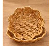 3 pièces/1 pièce Plateaux de style tressé fait main en rotin, paniers à fruits tressés en rotin et assiettes à aliments, plateaux à collations, assiettes ovales tressées, assiettes de pique-nique outd