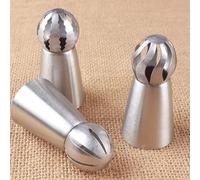 3 pièces / 1set Buses de tuyauterie de glaçage design boule de sphère en acier inoxydable pour cupcake, embouts de crème pâtissière, outils de décoration de tube de pâtisserie de torche de fleur Taill