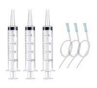 3 Pièces 20ML Grande Seringue en Plastique avec 3 Pièces Tube PVC,Seringue Plastique,Seringue Sans Aiguille,Seringue Alimentaire 20ml,Réutilisable Seringue pour Laboratoire,Industrie,Mesure de Liquide