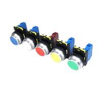 3 pièces 30mm interrupteur à bouton-poussoir marche/arrêt LA36M momentané autobloquant plat en plastique électrique bouton-poussoir interrupteur contrôle de Circuit(Blue,LATCHING SELF-LOCKED_1NO)