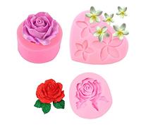 3 Pièces 3D Fleur Moule en Silicone, Roses Fleur gâteau Moules, Rose DIY en Silicone Fondant 3D Moules, pour Jelly Sucre Candy Chocolat Fondant Décoration de Gâteaux