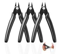 3 Pièces 4.5 Pouces Pinces Coupantes Noires - Mini Pince Coupante Précision pour 3D Print, Électronique, Modélisme Plastique, Bijoux, Maison - Rapide et Facile Pince Coupante de Côté Durable